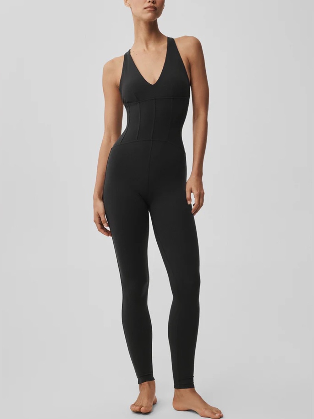 ALO Sparks Fly Corset Onesie Jumpsuit Black NWT S (FIT103) - Picture 3 of 8